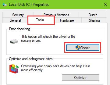 Comprobar error de disco
