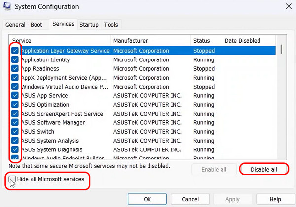 Esconder todos los servicios de Microsoft