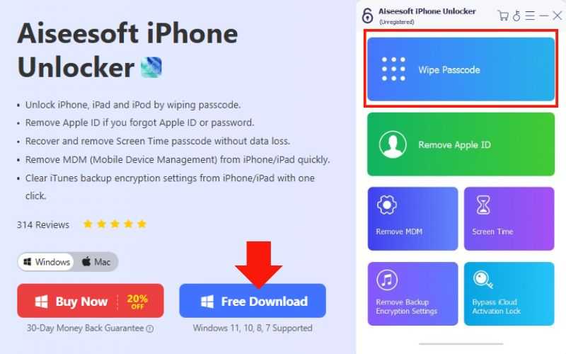 Seleccione Borrar código de acceso