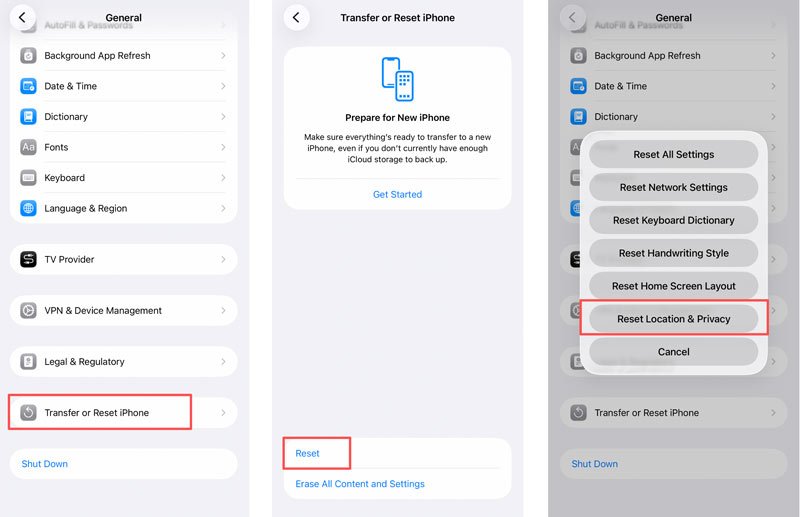 Restablecer la configuración de ubicación y privacidad en el iPhone