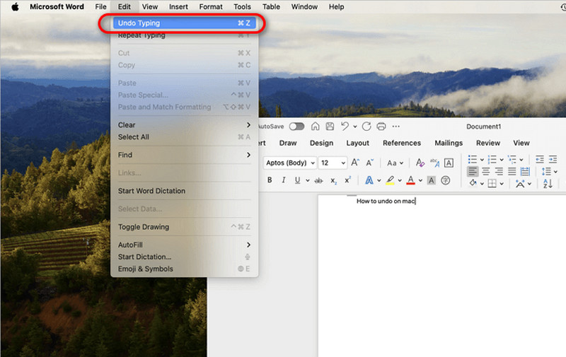 Deshacer escritura en Word en Mac