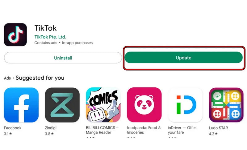 Actualizar la versión de la aplicación TikTok