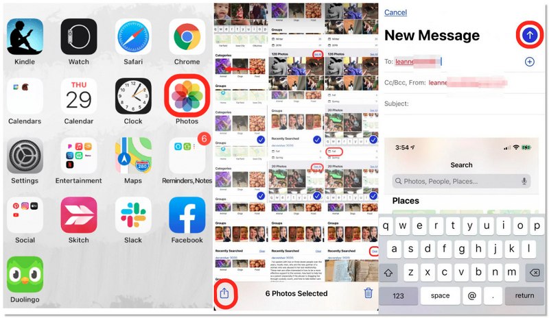Transferir fotos por correo electrónico