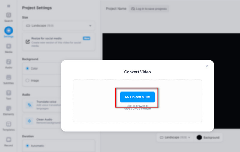 VEED.io Cargar un archivo
