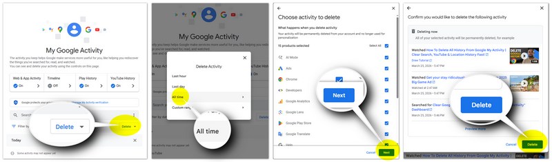 Borrar historial de Google en mi actividad