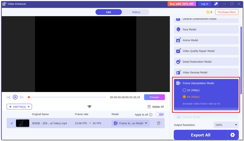 Seleccionar modelo de interpolación de cuadros