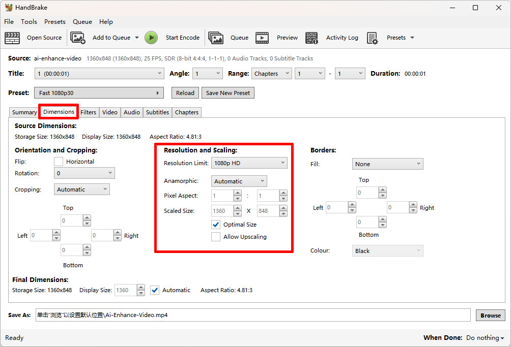 Ajustes de lujo en Handbrake