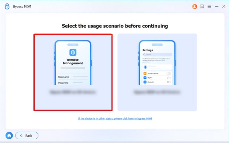Seleccionar Eliminar escenario de administración