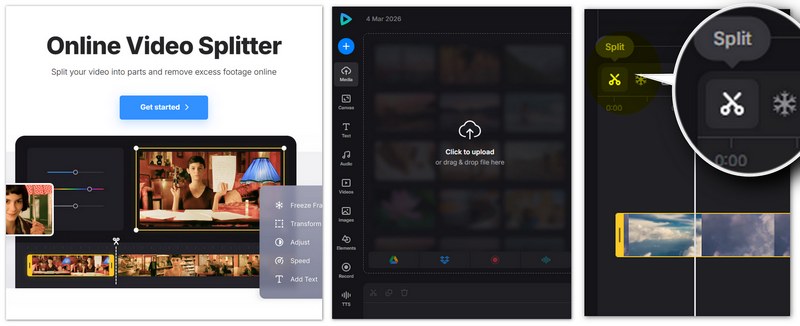 Vídeo dividido en Clideo